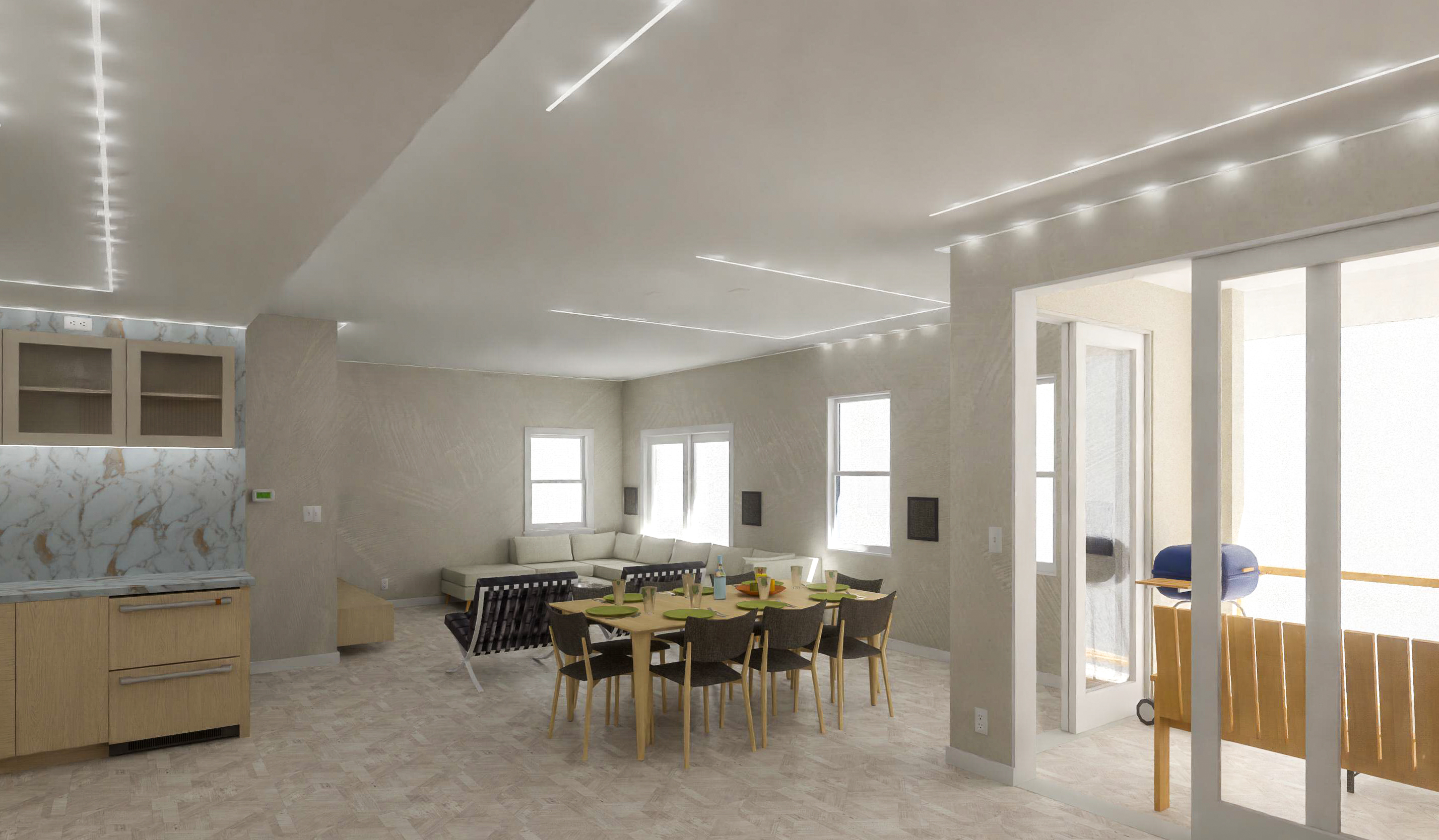 Aventura Condo by the Bay — concept rendering, living and dining