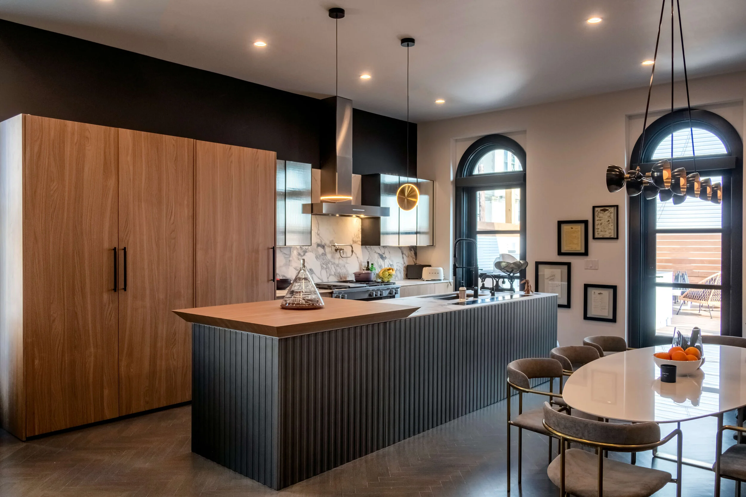 Historic Firehouse Renovation — kitchen and dining area
