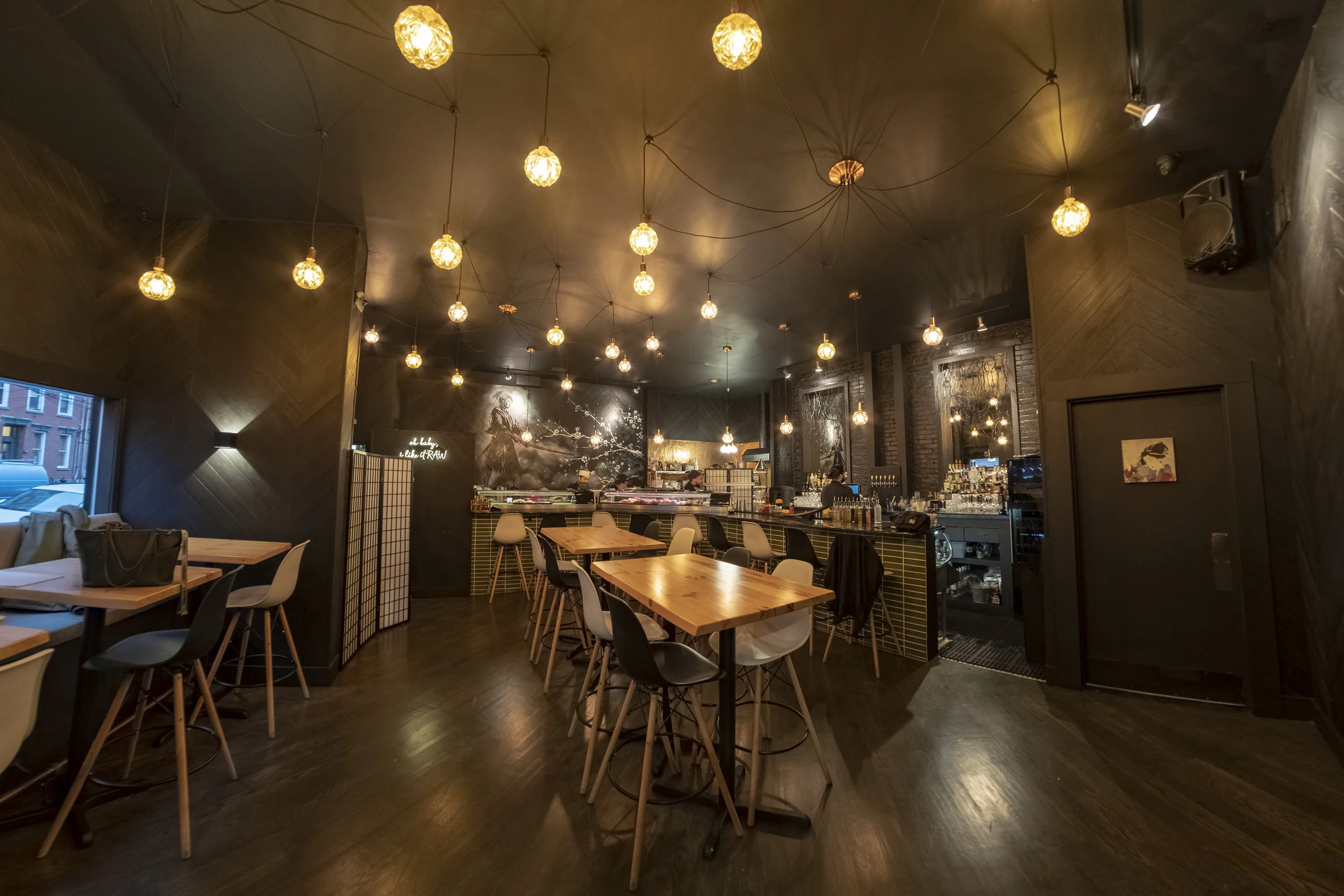 Saku, Hoboken — dark dining room