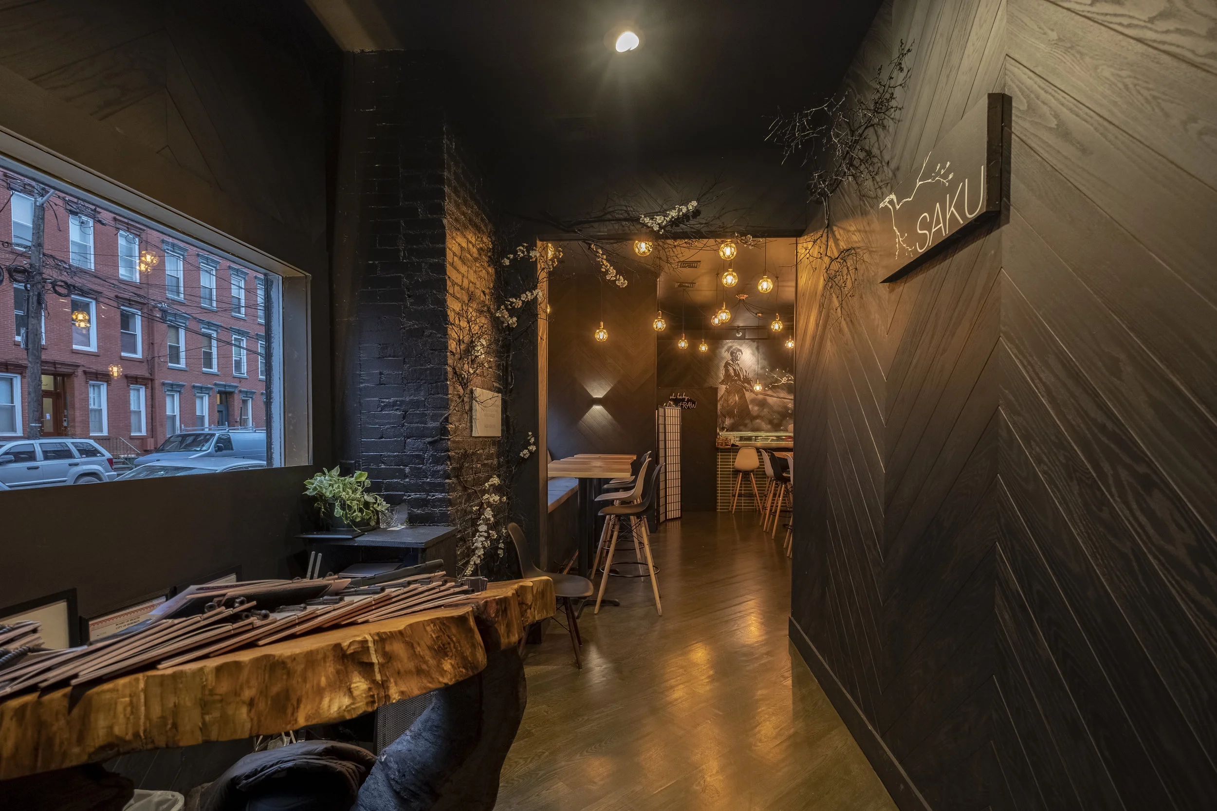 Saku, Hoboken — dark dining room