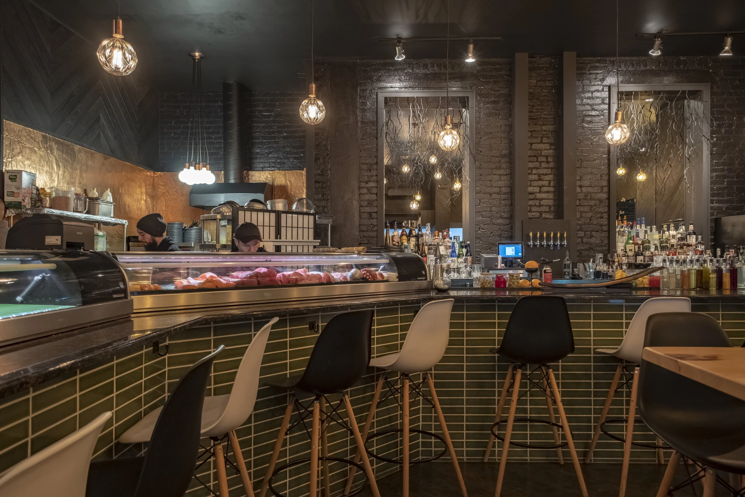 Saku, Hoboken — dark dining room
