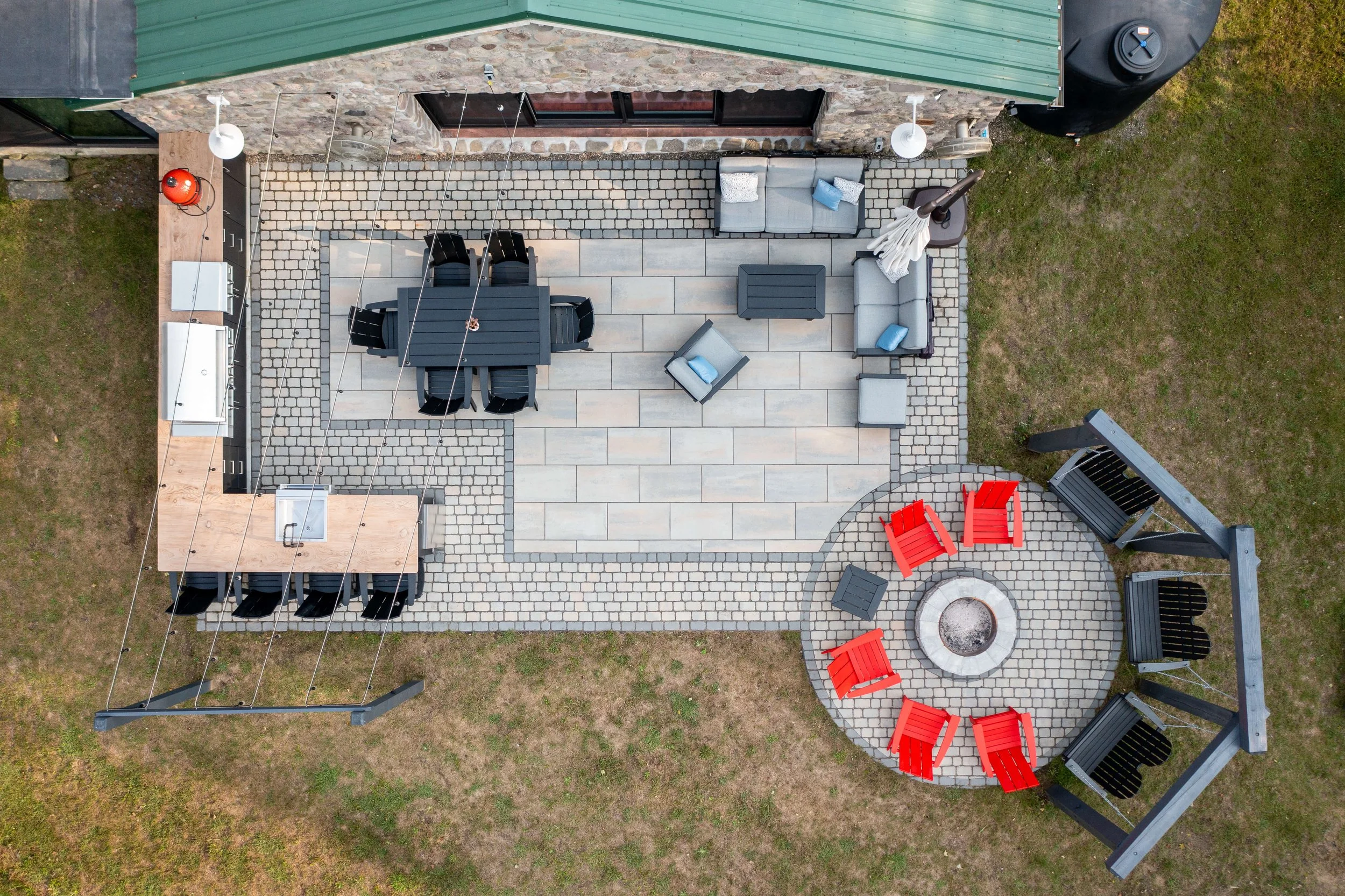 1960's Stone Farmhouse Gut Renovation — aerial view